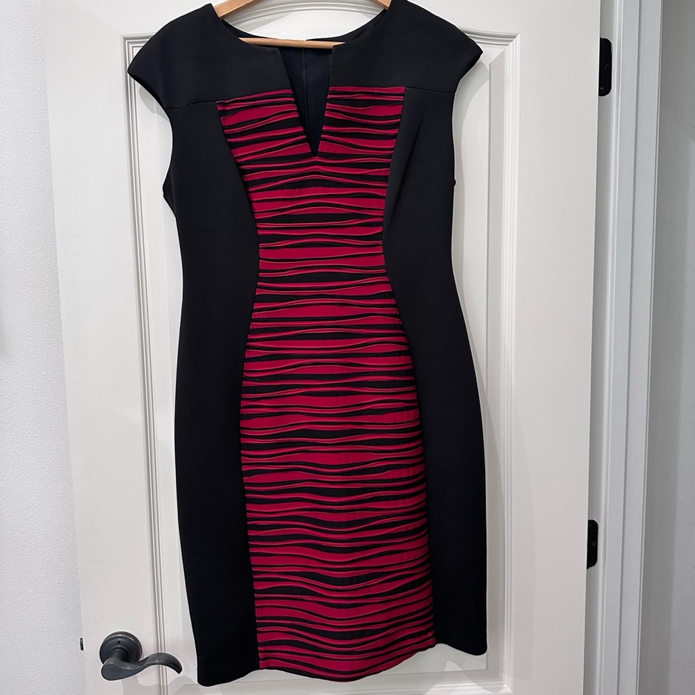 Elegant Black and Red Striped Dress
